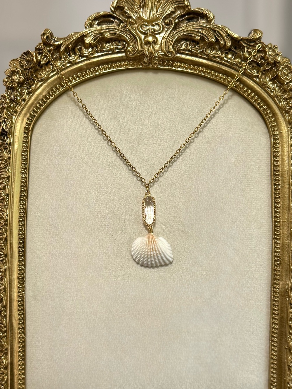 Gold Shell Pendant Handmade Necklace -